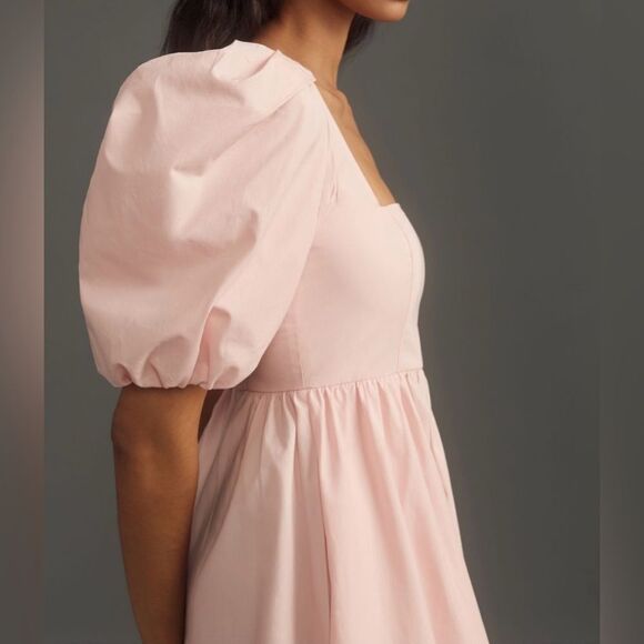 NWTG Anthropologie Maeve Puff-Sleeve Square Neck Mini Dress Size Medium - Picture 2 of 10